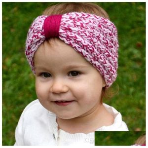 Haaraccessoires Hoofdband Baby Gebreide Haak Top Knoop Knoop Elastische Turban Girls Head Wrap Bands Oren Warmer hoofdbanden Drop Delivery Kids Ma DHAUW