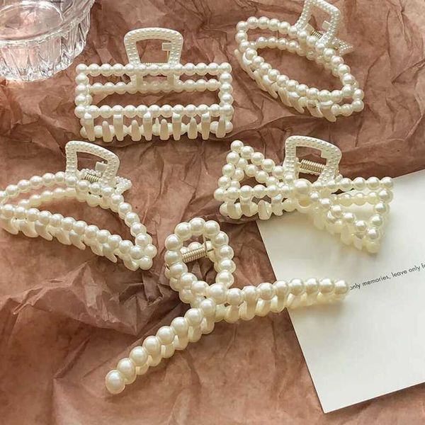 Accessoires pour cheveux Accessoires pour cheveux Perles élégantes Perles Épingle à cheveux pour femmes Mode Géométrique Cheveux Cl Barrettes Chapeaux Prêle Pinces À Cheveux Cheveux Crabe