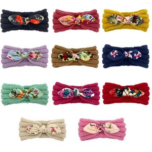 Accesorios para el cabello Headwear Infant Floral Knitted Toddler Baby Hairband Boys Bowknot Print Girls Bow Headbands Nylon Denim Bows