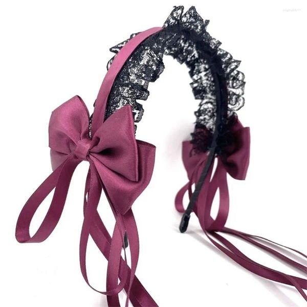 Accessoires de cheveux Ribbon Headswear Lolita Cosplay Cerceau Cilot Cloth Ruffles Lace Bandband Korea Style Femmes