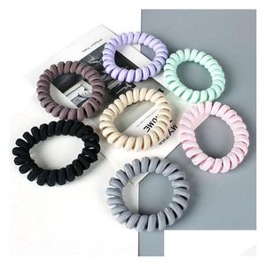 Haaraccessoires Hoge elasticiteit Telefoonspoel Haarbandbogen 7 kleuren Girl Spiraal Haarten Ringen Ringen Touw Gom Scrunchy JY765 Drop Deliv Dh5de