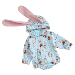 Accessoires de cheveux Boys Boys Filles de Pâques tenue à manches longues Plaid Primp à capuche Oreilles Romper Kids Préémie Vêtements