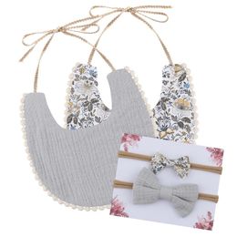 Accessoires pour cheveux, serviette de salive pour bébé, bavoirs d'alimentation pour garçons et filles, avec 2 jolis accessoires de bandeau à nœud, KitHair