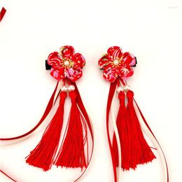 Haaraccessoires Kanzashi Yukata Kimono Accessoire Haarspelden Linten Rood Roze Meisje Kwastje Bloem Imitatie Peer Festival Aanwezig HW029