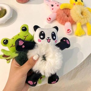 Accessoires pour cheveux Kawaii pour femmes, tête en caoutchouc élastique, dessin animé en peluche grenouille lapin chat Animal en peluche, chouchou pour fille