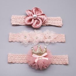 Haaraccessoires Kid Hoofdkleding Bloem Crown Bow Kawaii Cute Sweet Pink Soft Bands Brand Fashion Headband Baby Girls