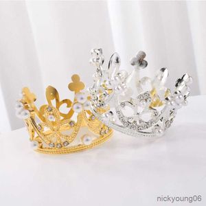 Accessoires cheveux enfant princesse Mini couronne strass Imitation perle diadème enfants fille mariage fête d'anniversaire gâteau Topper décor