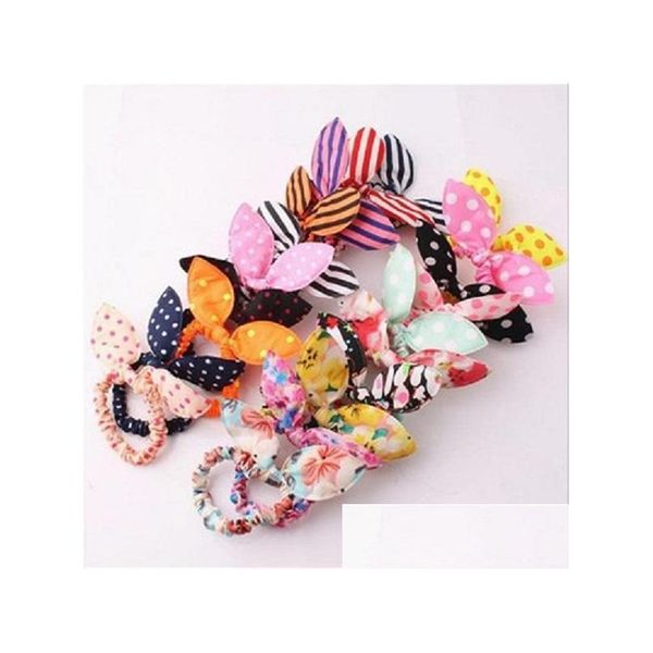 Accesorios para el cabello Niños y dama Banda para la cabeza Lindo lunares Arco Orejas de conejo Diadema con elástico Scrunchy Mujer Ponytail Titular Estilos DH4PT