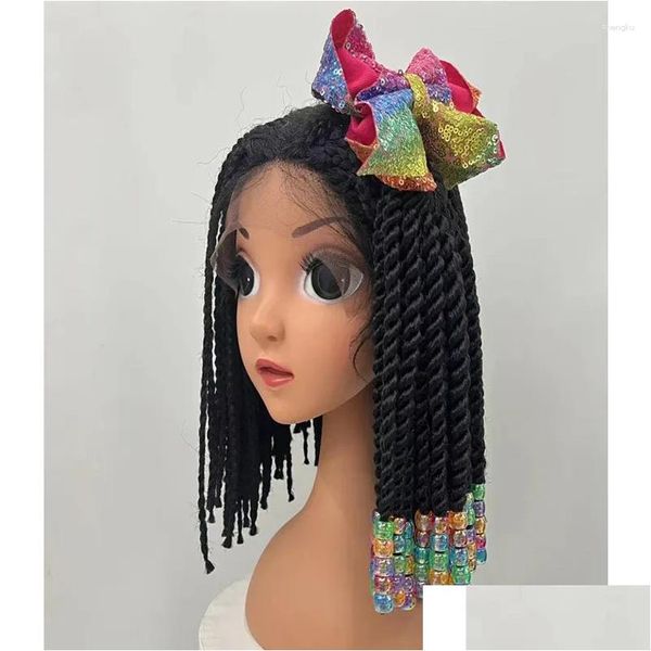 Accesorios para el cabello Niños Trenzados Cola de caballo con cuentas rosadas y decoración de arco de lentejuelas para niña Cornrows limpios Entrega de gota Maternidad DH0YL