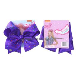 Haaraccessoires Kids Clips 8-inch Imitatie Diamantgradiënt Ribbed met kaart Childrens Clip Bow Headwear Girls Haarspelden voor Holiday Dhumn