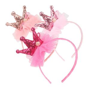 Haaraccessoires Kids Crown Flower Headbands Pink Princess Paillin Bowknot Haarband Kind PO Props Band baby Accessoireshair