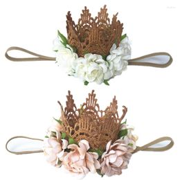 Accessori per capelli Bambini Ragazza Compleanno Corona di pizzo Fascia per capelli Tiara d'oro Accessorio per fascia da principessa Po Puntelli