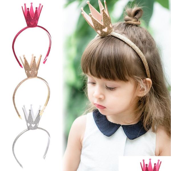 Accessoires de cheveux Enfants Filles Fête Cerceau Brillant Diadème Couronne Anniversaire Chapeaux Bandeau Pour L'année Fée Costumes De Noël Drop Delivery Dhunx