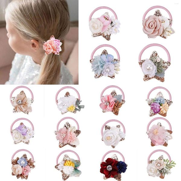 Accesorios para el cabello Niños Sombreros Fresco Pastoral Diadema Súper Elástico Brillante Pentáculo Flor Bebé 3 unids / lote Venta al por mayor