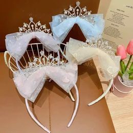 Accessoires de cheveux enfants strass dentelle diadème princesse bandeau pour filles anniversaire mariée cristal couronne bijoux de mariage