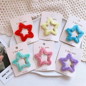 Haaraccessoires Korea Stijl Kinderen Clips Herfst Winter Pluche Grote Chroma Vijfpuntige Ster Pins Voor Meisjesmode