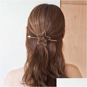 Accessoires de cheveux Barrette coréenne Star Heart Design Clips de perles en métal pour femmes Gold Hairpin Bandeau Titulaire Drop Livraison Produits DDHBHE