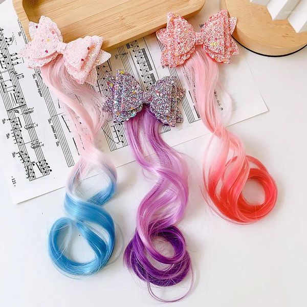 Accesorios para el cabello Niños coreanos Lindo arco Color Trenzado Peluca Lazos para niña Clips