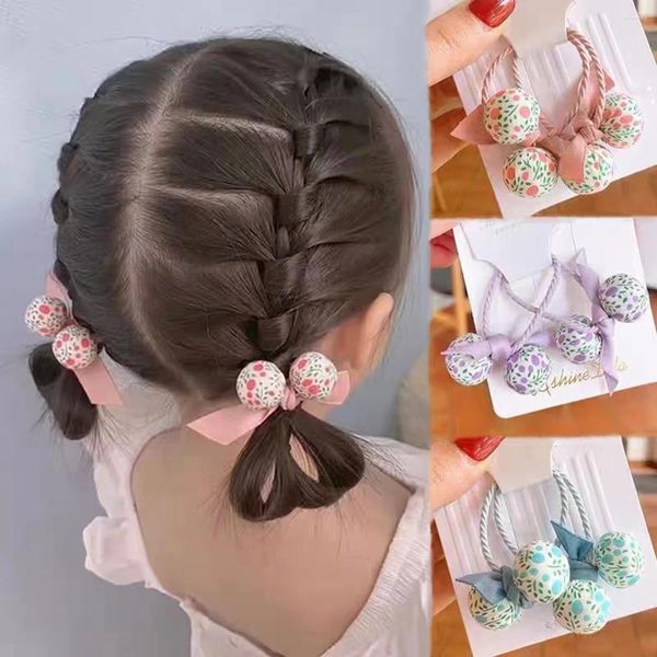 Accessoires de cheveux coréens Children's Fresh Floral Rings Girls avec des bandes élastiques attachées en petites cordes de tresses qui ne font pas de mal à la tête