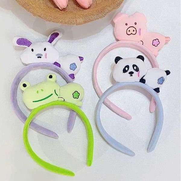 Acessórios de cabelo Coreano Bonito Dos Desenhos Animados Panda Sapo Hairband Pelúcia Headband Lavando Rosto Hoop Mulheres Meninas Headdress