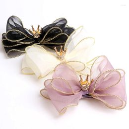 Haaraccessoires Korean Fashion Children's Hairspin Hoofdtooi Beautiful Girl Princess Mesh Bowknot Crown Clip Verjaardagsgeschenken Accessorie