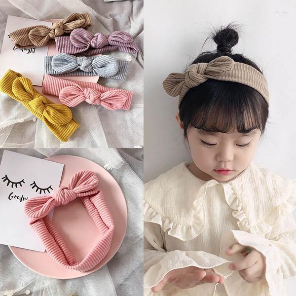 Accesorios para el cabello Moda coreana Color sólido Lazo Banda para la cabeza Orejas Diademas de nylon Bebé Niñas Sombreros Niños