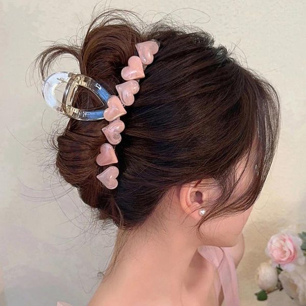 Accesorios para el cabello Clip grande coreano para niña Vintage Jelly Color Love Ponytail Horquilla Moda Tocado de garra
