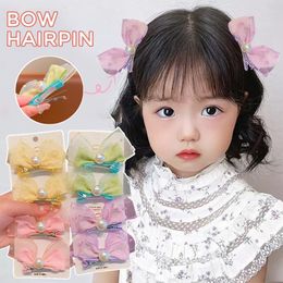 Haaraccessoires Korean Pearl 3d Bow Ears Children's Hairpin Baby Clip Seersucker kinderen schattige hoofdtooi Kinderen hoofddeksels Groothandel