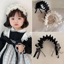 Accessoires de cheveux coréens Retro en dentelle Bande de cheveux pour tout-petit fille douce princesse arc arc filles noires beige kidwear