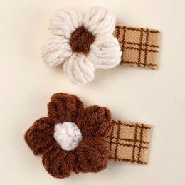 Accessoires pour cheveux coréens, pince à tricot Simple, couvre-chef pour filles, épingles à cheveux à fleurs, Barrettes pour enfants, ornements de coiffure