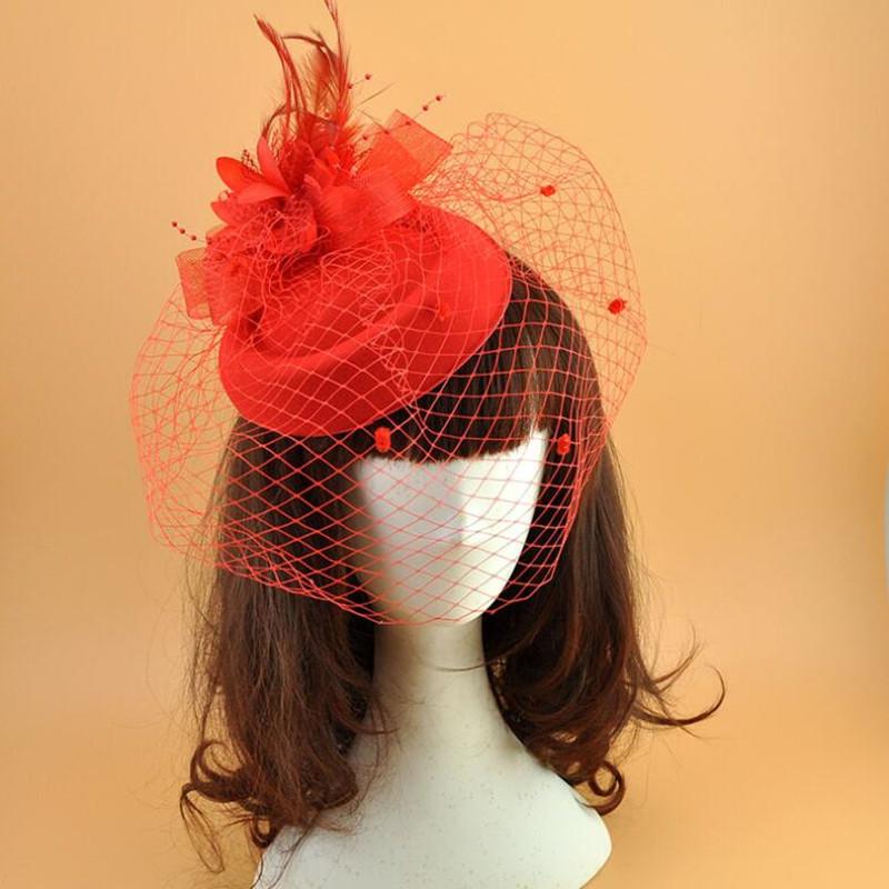 Hair Accessories Lace Veil Top Hat Feather Clips Women Lady Covering Flower Hairpins Party Performance Halloween