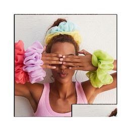 Haaraccessoires Dame Chiffon Scrunchies Vrouwen Meisje Effen Elastiekjes Touw Paardenstaart Houder Dikke Darm Sport Dans Chouchou Dhfds