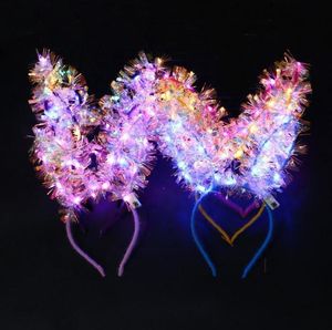 Haaraccessoires LED Bunny Ear Hoofdband verlichte Tassel Hairband Kinderen Volwassen bruiloft Halloween Kerstfeest Gloeddecoratie Gunst 220909