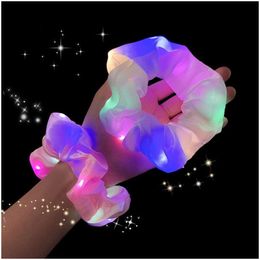 Accessoires de cheveux LED LUMINENTS BANDES SCRUNDS FEMMES FILLES CORDE COVE DU COEURE SIMPLE BANDE SIMPLE REDRESSE 20PCS DROP DIVRITE