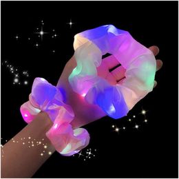 Accessoires de cheveux LED LUMINENTS BANDS SCRUNDS FEMMES FILLES COLONS COLONS CORDE SIMPLE BANDE SIMPLE REDRESS