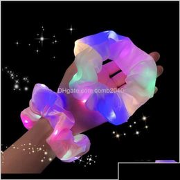 Accessoires de cheveux LED LUMINENTS BANDES SCRUNDS FEMMES FILLES CORDE COVE DU CHOPE SIMPLE SIMPLE RÉBEACTIF VRZQP B54 DROP DIVRITE