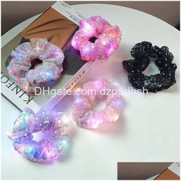 Accesorios para el cabello LED Bandas luminosas Scrunchies Mujeres Niñas Sombreros Cuerda para el cabello Banda de muñeca simple Anillos Gota Gota Productos de entrega T Dhmyv