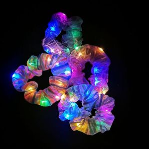 Haaraccessoires Led Scrunchies voor dames Glow Scrunchy Light Up Girls Colorf Yarn Tie Mti Modes In The Dark Christmas Rave Party Dr Otcmq