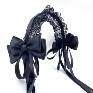 Accessoires pour cheveux Lolita Cosplay, cerceau, nœud en tissu, ruban à volants, bandeau en dentelle pour femmes, bande de Style coréen