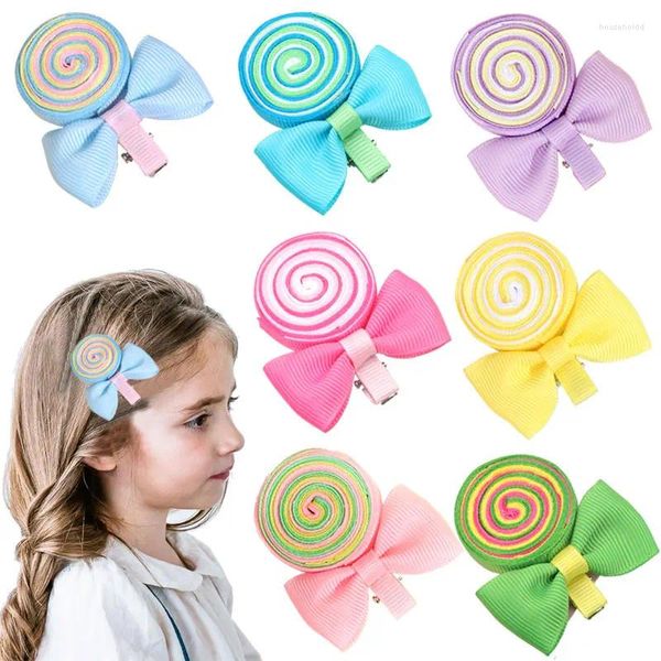 Accessoires pour cheveux, pinces à sucettes, Barrettes à bonbons arc-en-ciel, nœuds doux, épingles à cheveux pour bébés filles, couvre-chef fait à la main pour enfants