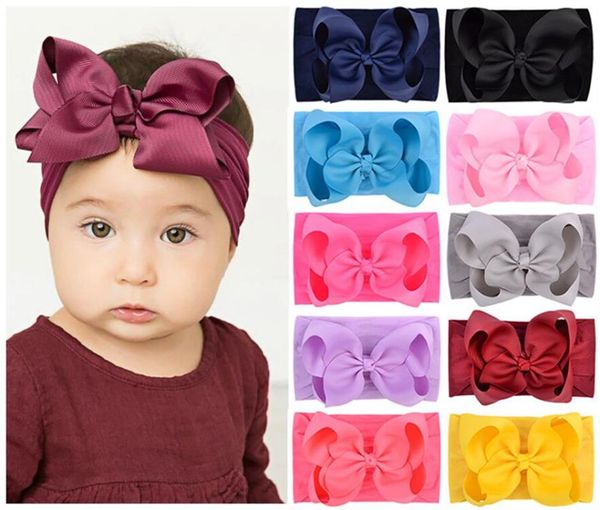 Accessoires de cheveux beau bébé bandeau doux Turban Nylon né bandeaux pour filles large élastique enfants bambin bandes de ruban