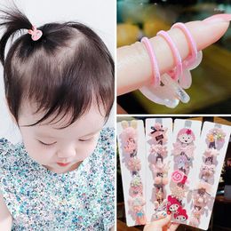 Accessoires pour cheveux beaux enfants enfants cravate coréenne jolie fille anneau élastique dessin animé rose accessoire Accesorios Para El Cabello chapeaux