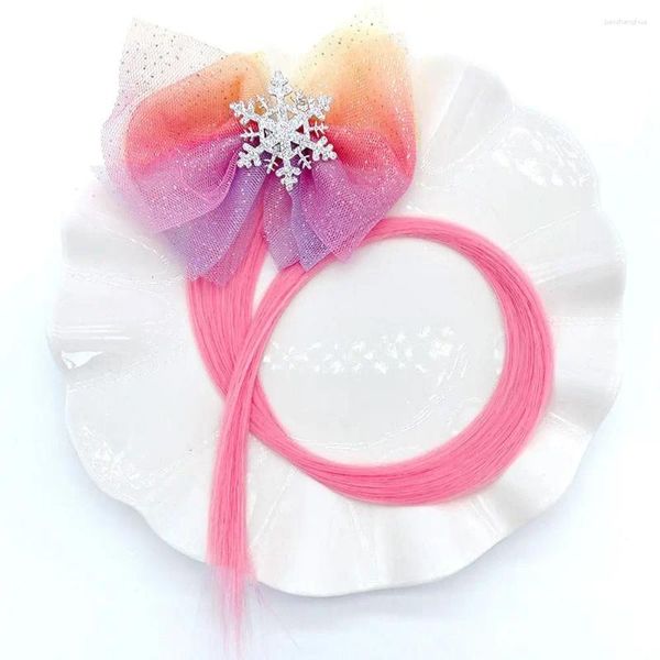 Accessoires pour cheveux Belle coiffure fausse tresse couvre-chef flocon de neige arc style coréen enfants épingle à cheveux fille perruque clip frange accessoire