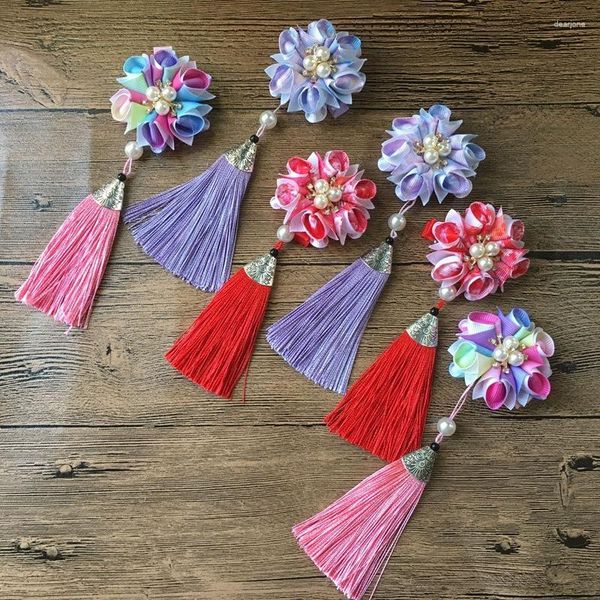 Accesorios para el cabello, muchos estilos, horquillas de flores para niñas, ópera tradicional con borla, pinzas para la cabeza, alfileres, adornos para niños