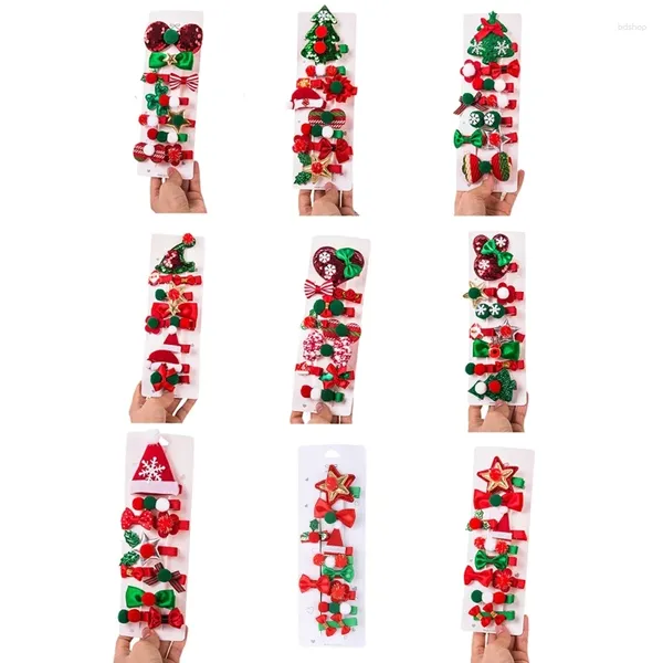 Accesorios para el cabello Mini Lazo Rojo Sombrero de Navidad Horquillas Clips de felpa de dibujos animados femeninos Tocado Clip de alce para niños
