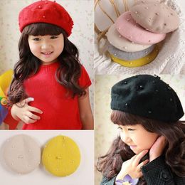 Accessoires pour cheveux Mode Nieuwe Prinses Kinderen Meisjes Caps Baretten Mooie Parel Mutsen Hoeden Lente Herfst Winter Peuter Girls