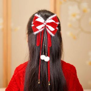 Accessoires pour cheveux, épingle à cheveux pour mère et enfant, nœuds festifs de Style chinois pour filles, Clips rouges mignons, coiffure de noël
