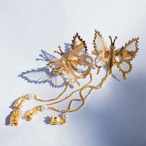 Haaraccessoires beweegbare vlinderclips antieke zij metalen kwastje lange meisjes glanzend ouder-kind clipshair