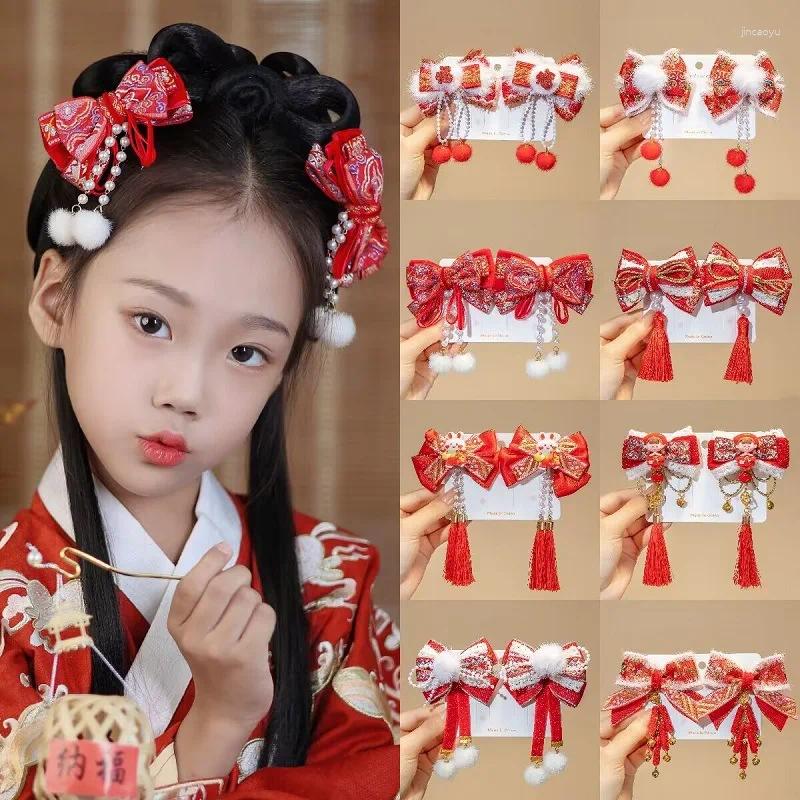 Hair Accessories Multi Style Girls Clips Chinese Traditional Princess Tassels Peony Flower Hairpins Children Antiquity Kids