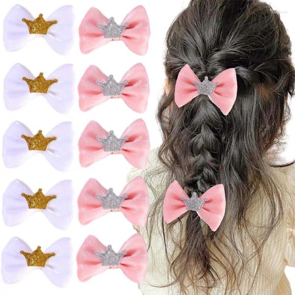 Accesorios para el cabello ncmama 1.5 pulgadas 8pcs mini corona con clip para niña rosa blanca bownote horquilla